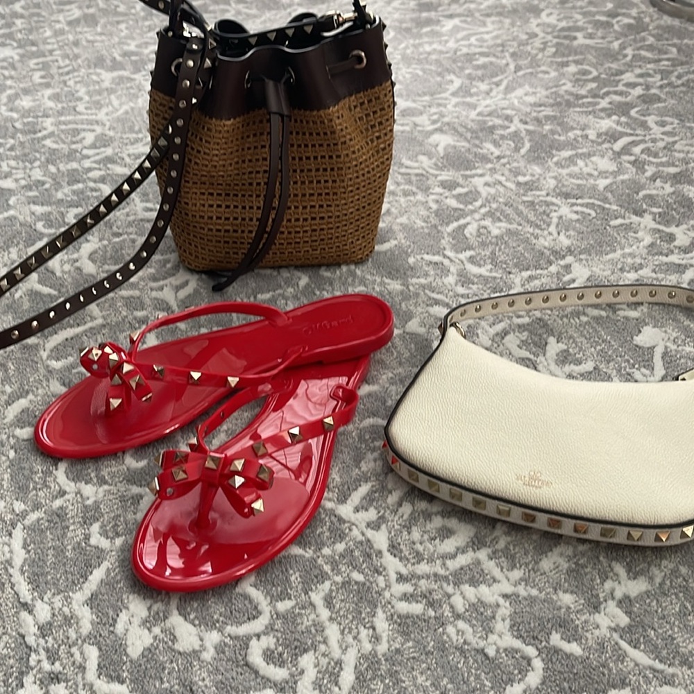 Red Studded Women's Sandals